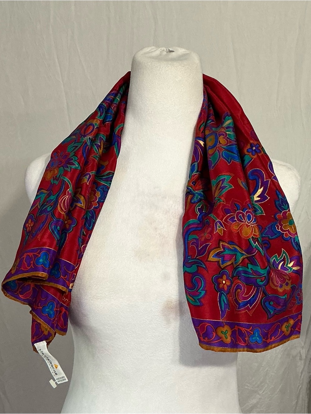 Liz Claiborne Red Floral Paisley Silk Scarf